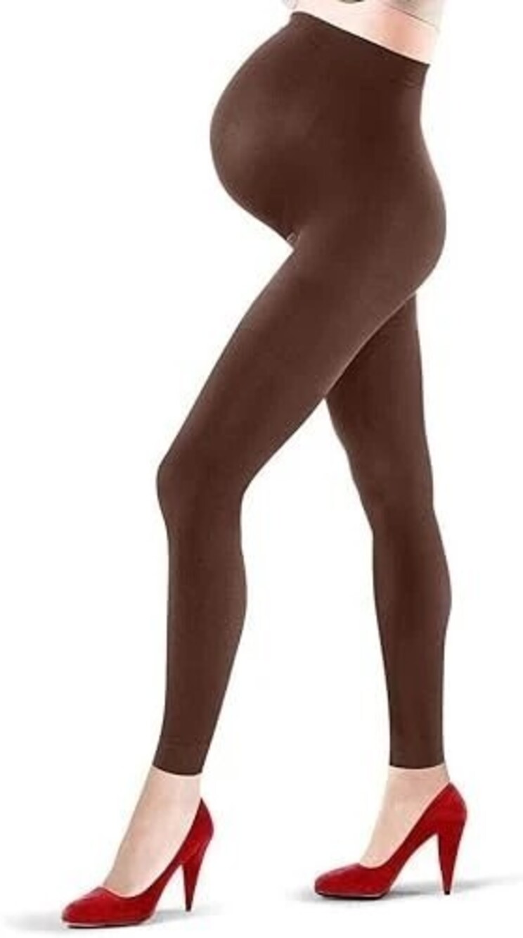 Marvelous Mama Maternity Footless Tights Size 2 Brown Spanx